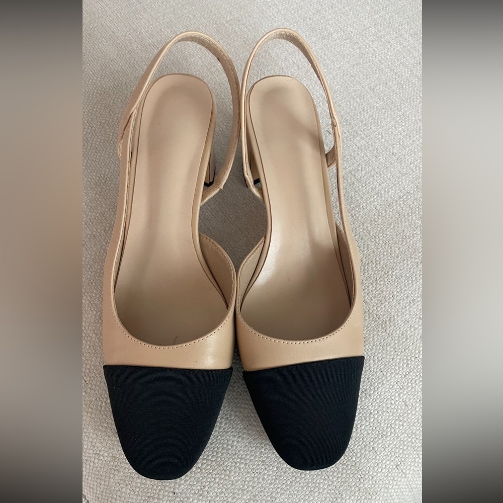 Chanell inspired Elegant Black and Tan Women's Slingback Shoes